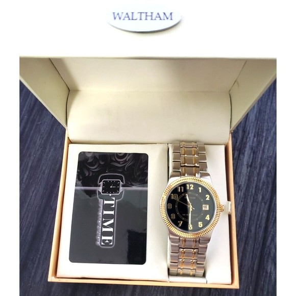 Pristine Rare Vintage WALTHAM President 80's Black Date just Retro Men's Watch - Picture 9 of 11